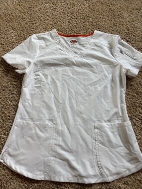 Dickies White V-Neck Medical Scrub Top